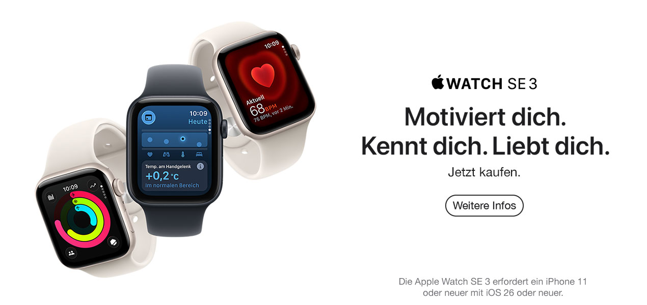 Bild im Slider zeigt die Apple Watch SE3 zum kaufen.